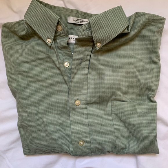Van Heusen neck 16 green button down. Short sleeve - Picture 3 of 6
